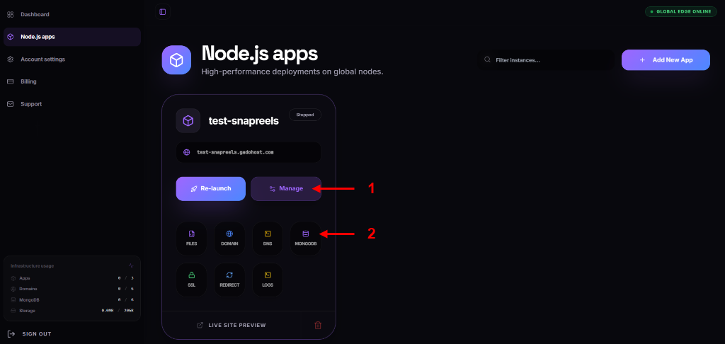 Manage App Settings and Select MongoDB